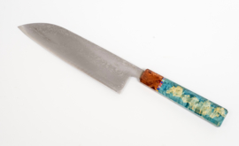 CUSTOM Kurouchi Aogami damascus santoku (Universal knive ), 185 mm