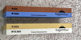 Kagemitsu Saikō no set DELUXE  2 combination stones #400/#1000 and #3000/ #10000 -XL-, flattening stone, Nagura and  2 stoneholders