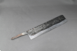 Sumio Kawamura, Nakiri (vegetable knife), 210 mm, Sanmai, Shirogami #1 core, -non-stainless cladding - sharpened.