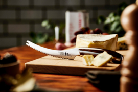 Mitsuboshi Nagomi Cheese knife, 130 mm -brown pakkawood handle-
