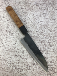 CUSTOM Kagemitsu Amefuri Kurouchi Aogami #1 santoku (universeel mes), 180 mm