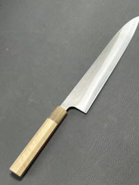 Konosuke Sanjo SKD Nashiji gyuto (chef's knife), 240 mm, Honoki/Blond horn, -saya-