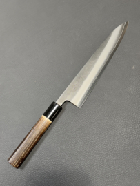 Konosuke Sanjo SKD Nashiji gyuto (chefsmes), 210 mm, gebrand kastanjehout -saya-