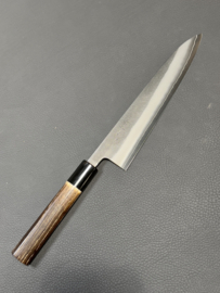 Konosuke Sanjo SKD Nashiji gyuto (chef's knife), 210 mm, Burned Chestnut, saya-