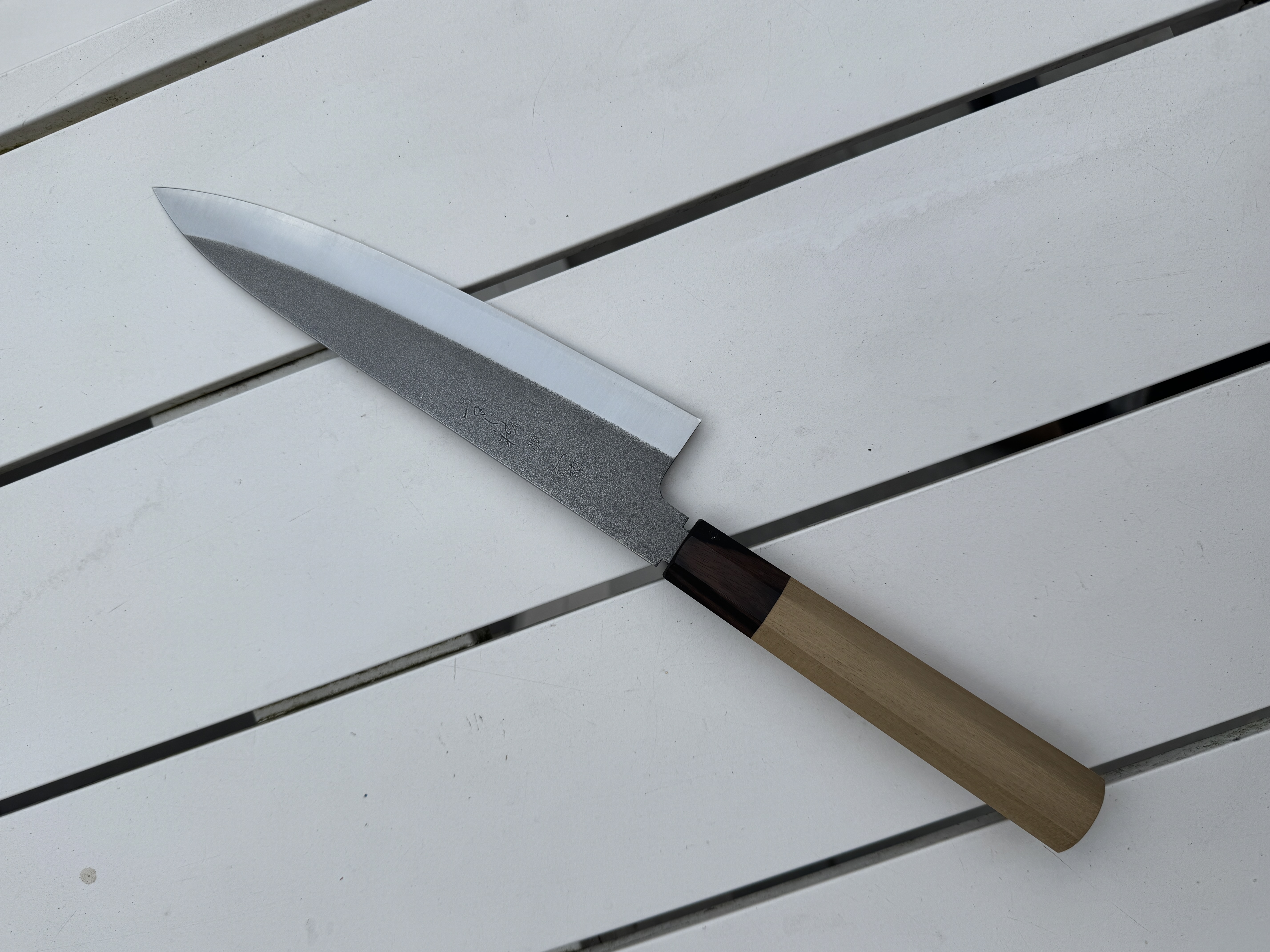 Konosuke Sanjo GS+ Nashiji wa-gyuto (chef's knife), 210 mm, Ho octagonal with ebony