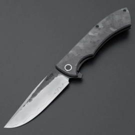 Nigara SG2 Tsuchime Damascus Folding Knife Carbon Fiber Handle