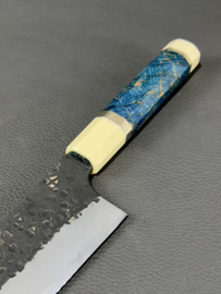 Kanetaka Hamono kiritsuke Gyuto Sanmai, Blue Burlwood and Corian octagonal  -240 mm-