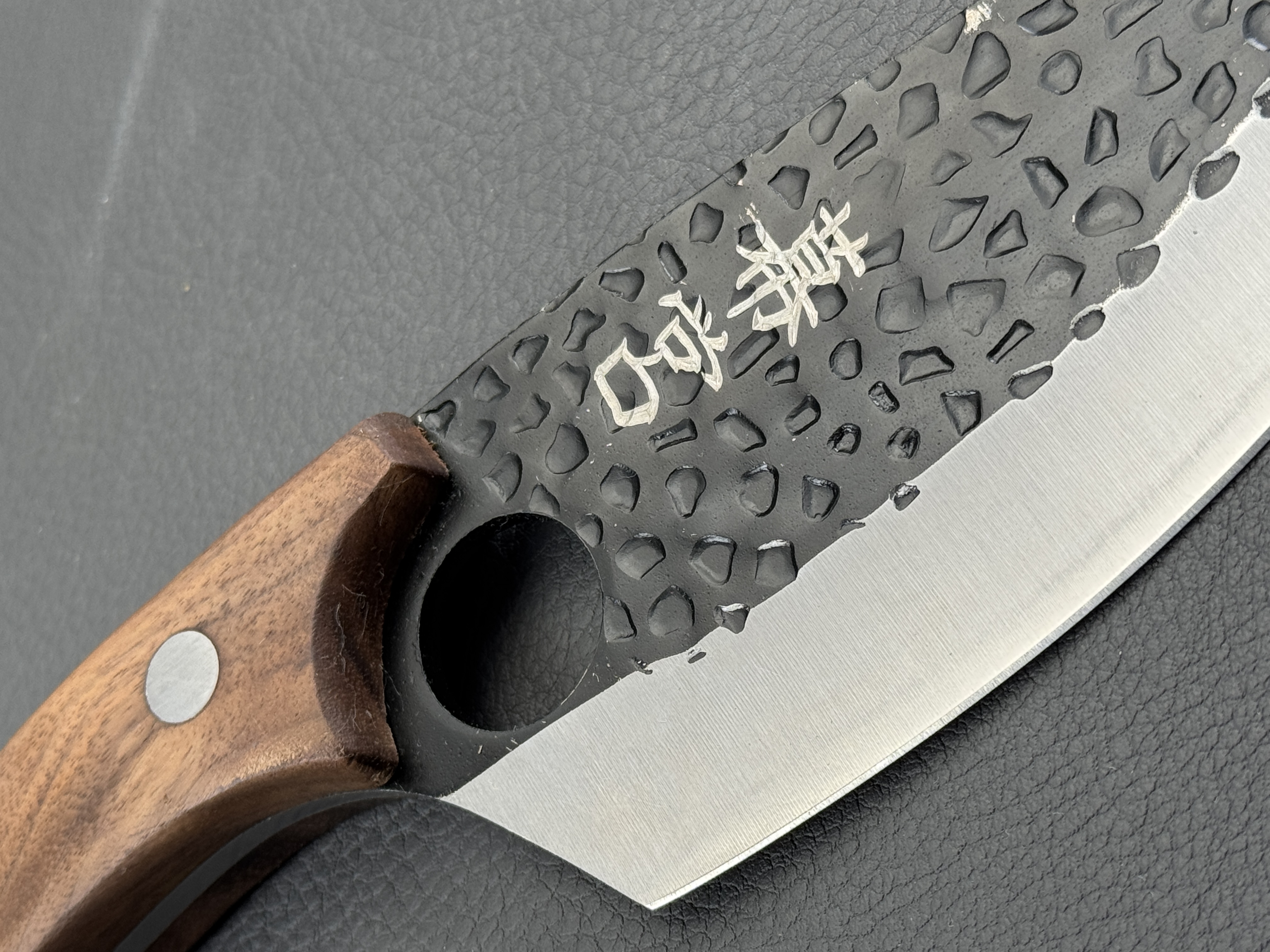 Bakuei 幕営 camping/outdoor/BBQ knife/garden knife/butcher knife, 4CR14 steel - double-sided - 145mm, walnut