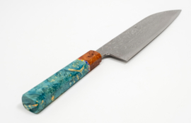 CUSTOM Kurouchi Aogami damascus santoku (Universal knive ), 185 mm