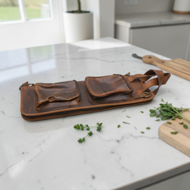 Drumstick leather knife bag/sheath for 6-8 knives - Cognac -