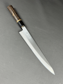Mutsumi Hinoura Ajikataya SS Polished Sujihiki (Fish knife/sashimi knife), 240 mm - octagonal -
