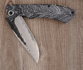 Nigara SG2 Tsuchime Damascus Folding Knife G10 Handle