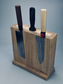 Magnetic Knife block for 4-8 knives -Oak Deluxe - (size L)