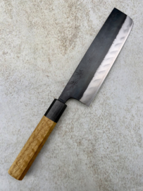 Fukushima 暗い Kurai Kuroichi, Aogami #2, Nakiri (Vegetable knife) 165 mm, oak handle