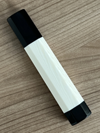 Traditional octagonal handle - Corian Ivory (artificial ivory) with buffalo horn bolster (double) - (in 2 sizes)