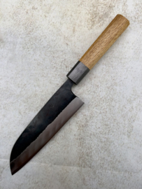Fukushima 暗い Kurai Kuroichi, Aogami #2, Santoku (Universal knife) 165 mm, oak handle