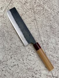 Muneishi Damascus Aogami Nakiri (Vegetable knife), 165 mm -Kuroichi-