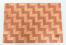 Unique cutting board (handmade), end-grain glued from Maple and Cherry wood, Zigzag pattern