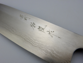 Ikeda Aogami Super damascus Santoku (universeel mes), 170 mm
