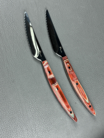 Mitsuboshi Nagomi set 2 steak knives, 90 mm Red and Red pakkawood handle-