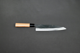 Hinokuni Shirogami #1 Santoku kuroichi Sanmai, Cherry handle, -210 mm-