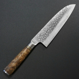 Takeshi Saji R2/SG2 Tsuchime Santoku Chinese Quince burl (universal knife), 180 mm