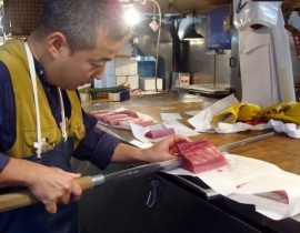 Maguro Bocho Shirogami Suminagashi (tuna knife) 600 mm