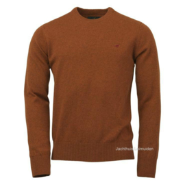 Laksen Hoy Lamswollen trui met O-hals - Burnt Orange