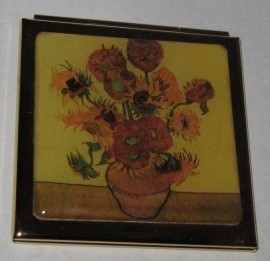 Spiegeldoosje verguld Vincent van Gogh zonnebloemen