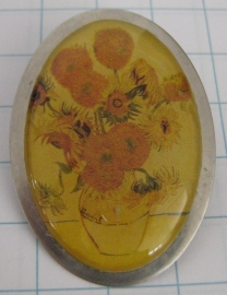 BRO 205 Broche met oude zonnebloemen Vincent van Gogh