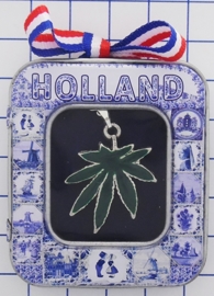 HAN 112 Collier hasjblaadje groen met kettinkje