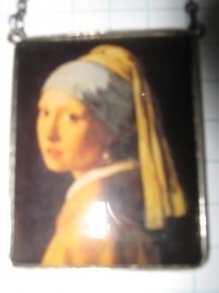 Dubbelzijdige hanger Vermeer, meisje parel en melkmeisje