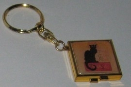 sleutelhanger vierkant met spiegel,afbeelding affiche zwarte kat