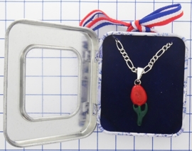 HAN 116 ketting met rood geemailleerd tulpje