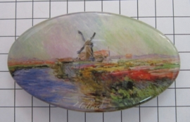 Haarspeld ovaal HAO 305 molen met tulpenveld Claude Monet