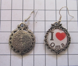 OOR 303 oorbellen I love Oma , moederdag cadeau 