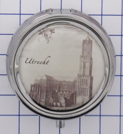 PIL_UT1.002 pillendoosje met spiegel Utrecht Dom zwart wit