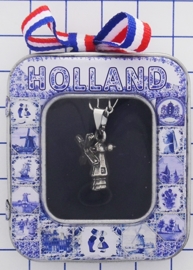 HAN 104 Collier molen met draaiende wieken, zwaar verzilverd