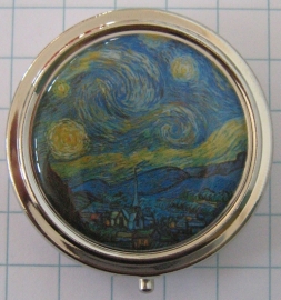 PIL407 pillendoosje met spiegel sterrennacht Vincent van Gogh
