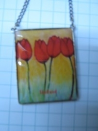 HAN 212 Dubbelzijdig collier tulpen, verzilverd