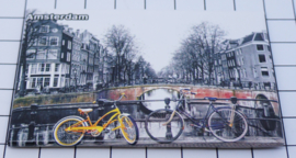 10 stuks koelkastmagneet Amsterdam zwart wit fiets MAC:19.029