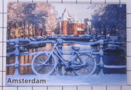 10 stuks koelkastmagneet Amsterdam  fiets sneeuw 18.989