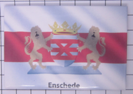 10 stuks koelkastmagneet vlag met wapen Enschede N_OV1.006