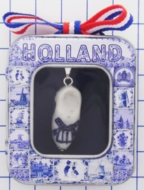 HAN 122 Collier delftsblauw klompje handgeschilderd