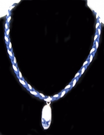 COL 015 Delftsblauwe koordjesketting met handgeschilderde delftsblauwe klomp