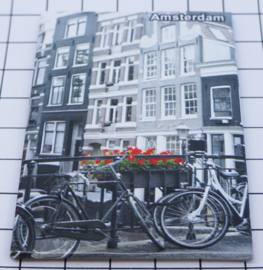 10 stuks koelkastmagneet Amsterdam fiets grachtenpanden zwart wit MAC:19.027