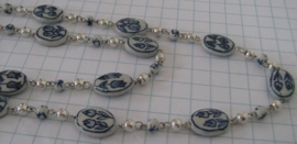 COL 007 delftsblauw handgeschilderd zeer lang collier