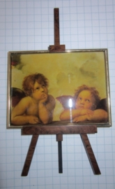 SCH 103 schilderijtje op schilderzezel 22 cm hoog engeltjes raphael