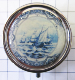 PIL 506 pillendoosje met spiegel Delftsblauw zeilschip