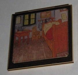 Verguld spiegeldoosje vierkant, reproduktie Vincent van Gogh, kamer